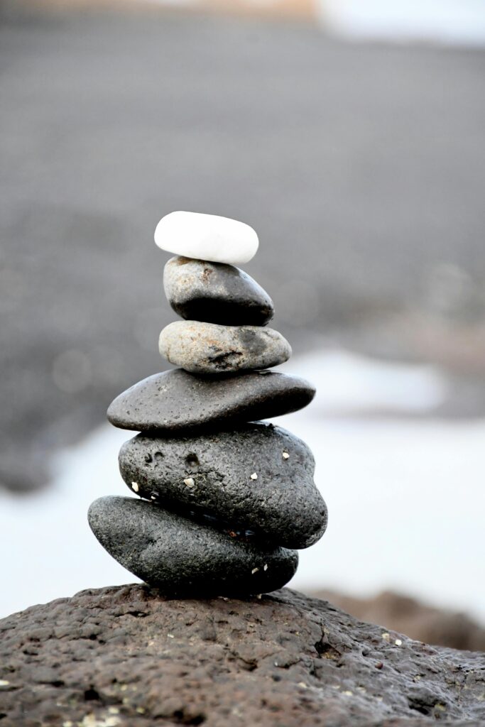 Balanced stones in nature representing immune system balance