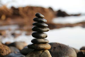 Balanced stones in nature representing immune system balance